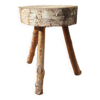 Tabouret bas de ferme en bouleau