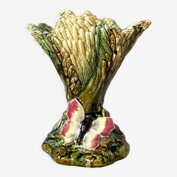 Slip vase majolica sheaves of wheat 30s vintage