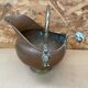 Antique copper & brass ash bucket + porcelain handle