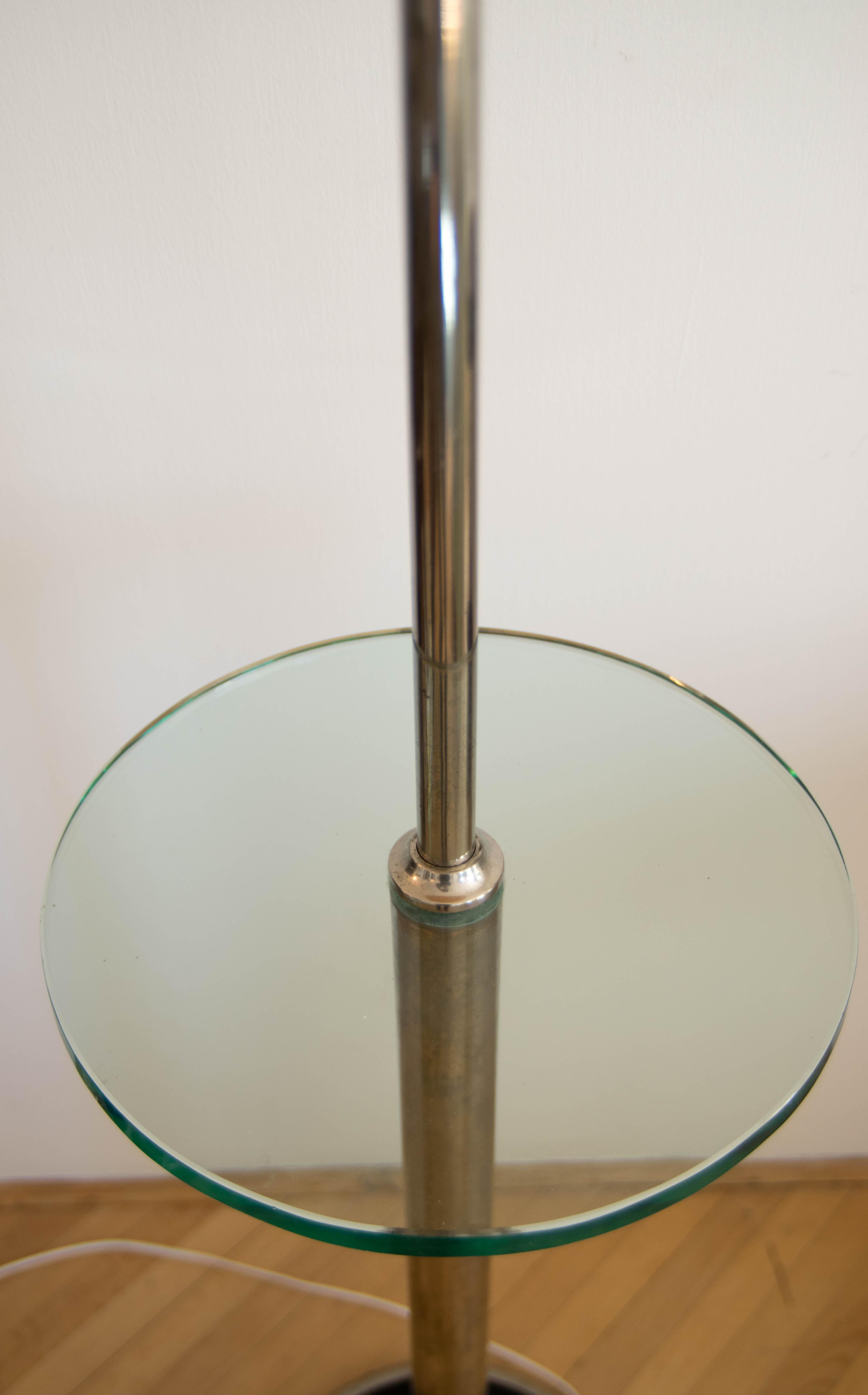 1930s Floor Nickel Lamp with Side Table – Functionalism, Bauhaus