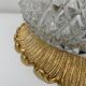 Old ceiling lamp gold metal and globe glass decor of diamond tips limburg