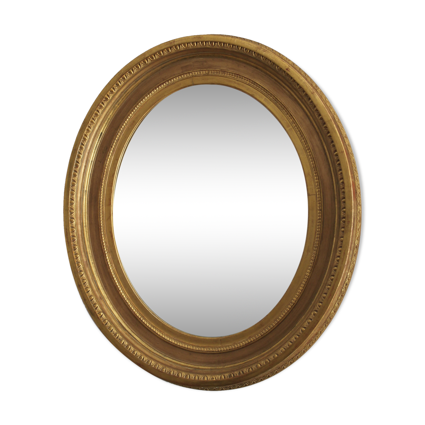 Mirror antique medallion gilded with gold leaf