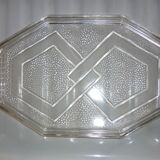 Octagonal Art Deco translucent glass tray