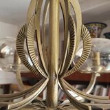 Art Deco chandelier in metal and tinted glass