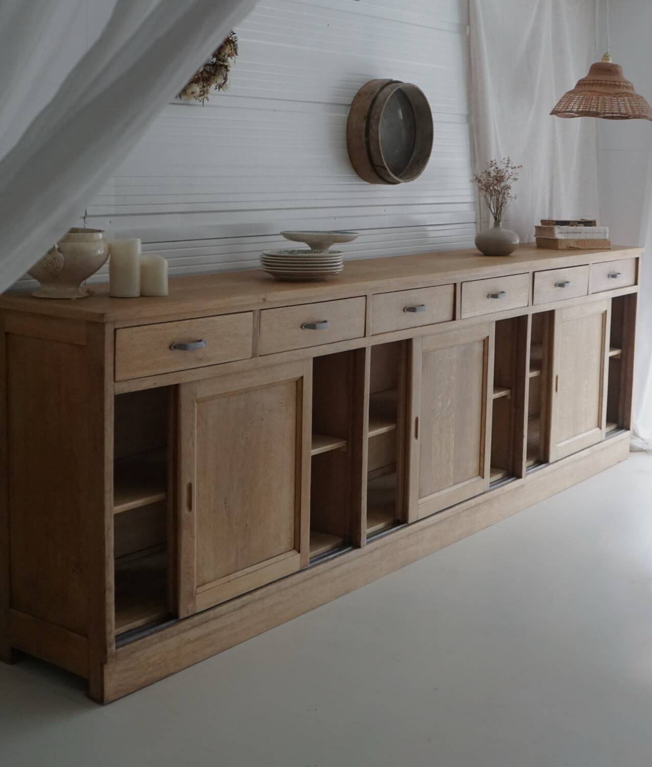 Old large pharmacy cabinet - profession / solid oak