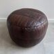 Vintage dark brown patchwork ottoman / poof
