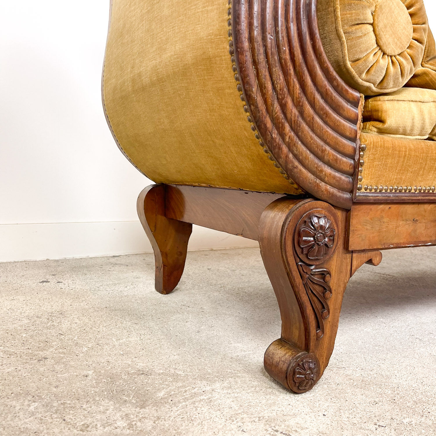 Antique french empire daybed with original velvet upholstery