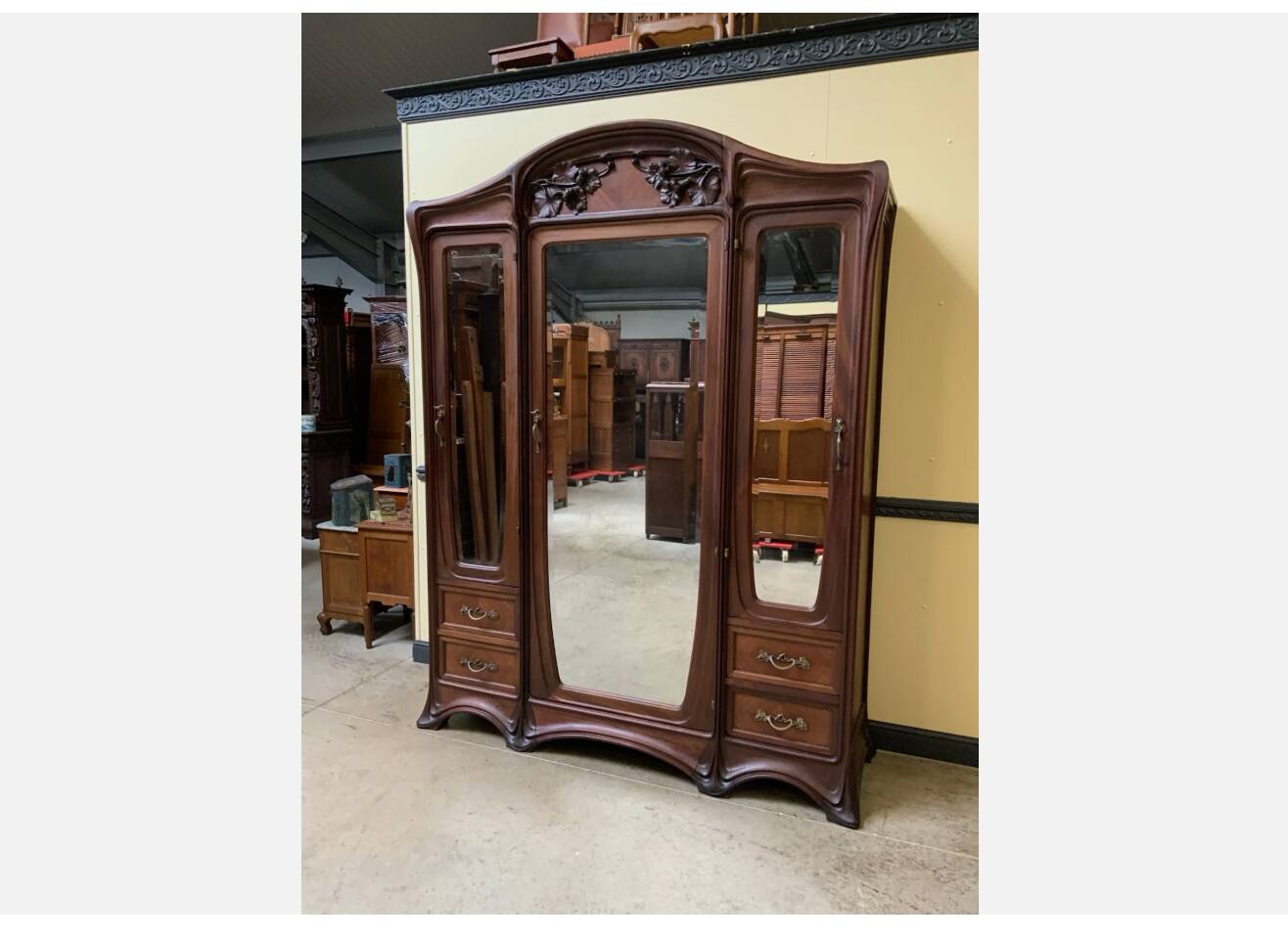 Antique Art Nouveau wardrobe, linen cupboard