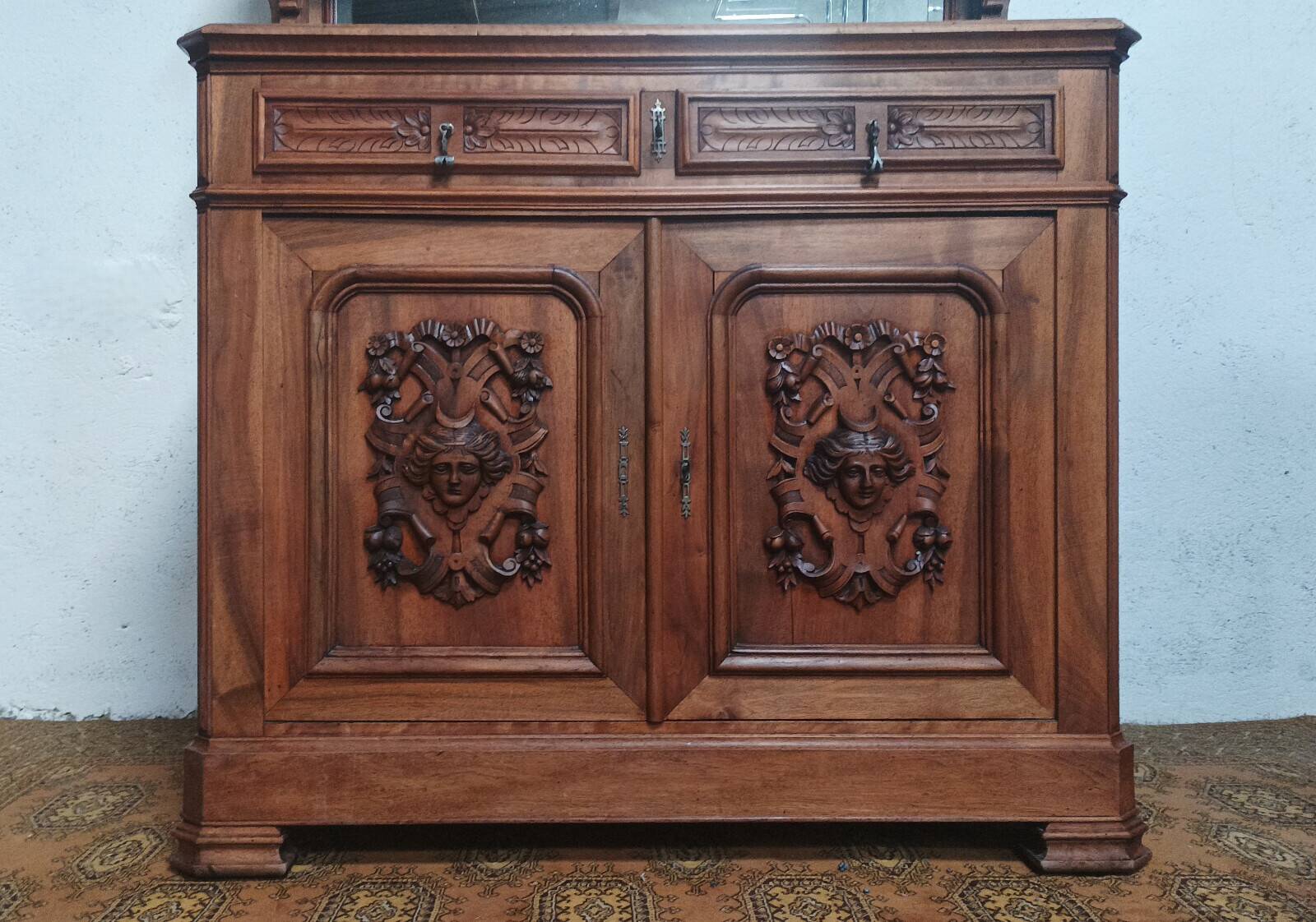 19th-century walnut Saint Hubert buffet