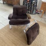 Rocking-chair en velours marron par Lama, années 70