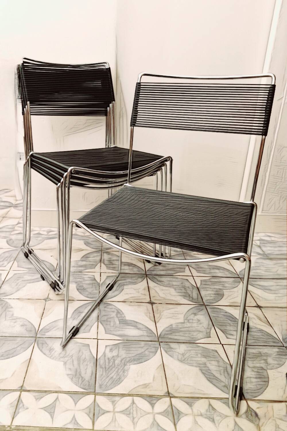 Set of 5 spaghetti chairs by giandomenico belotti for alias vintage 1980
