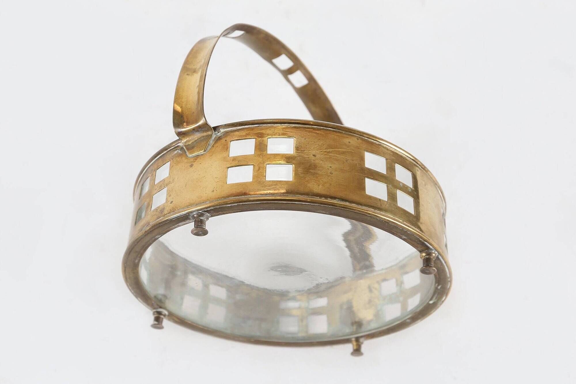Art Deco Austrian Fruit Basket in Copper and Glass, 1920