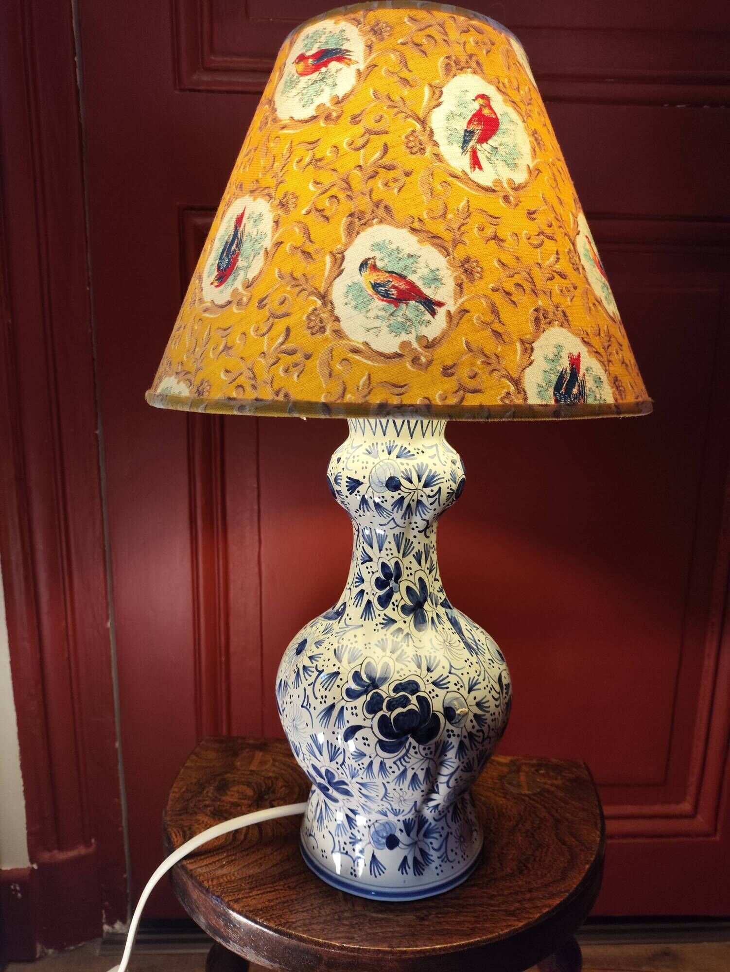 Delft-style ceramic desk lamp, France, 1960.