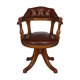 Swivel Chesterfield armchair in wood and leather