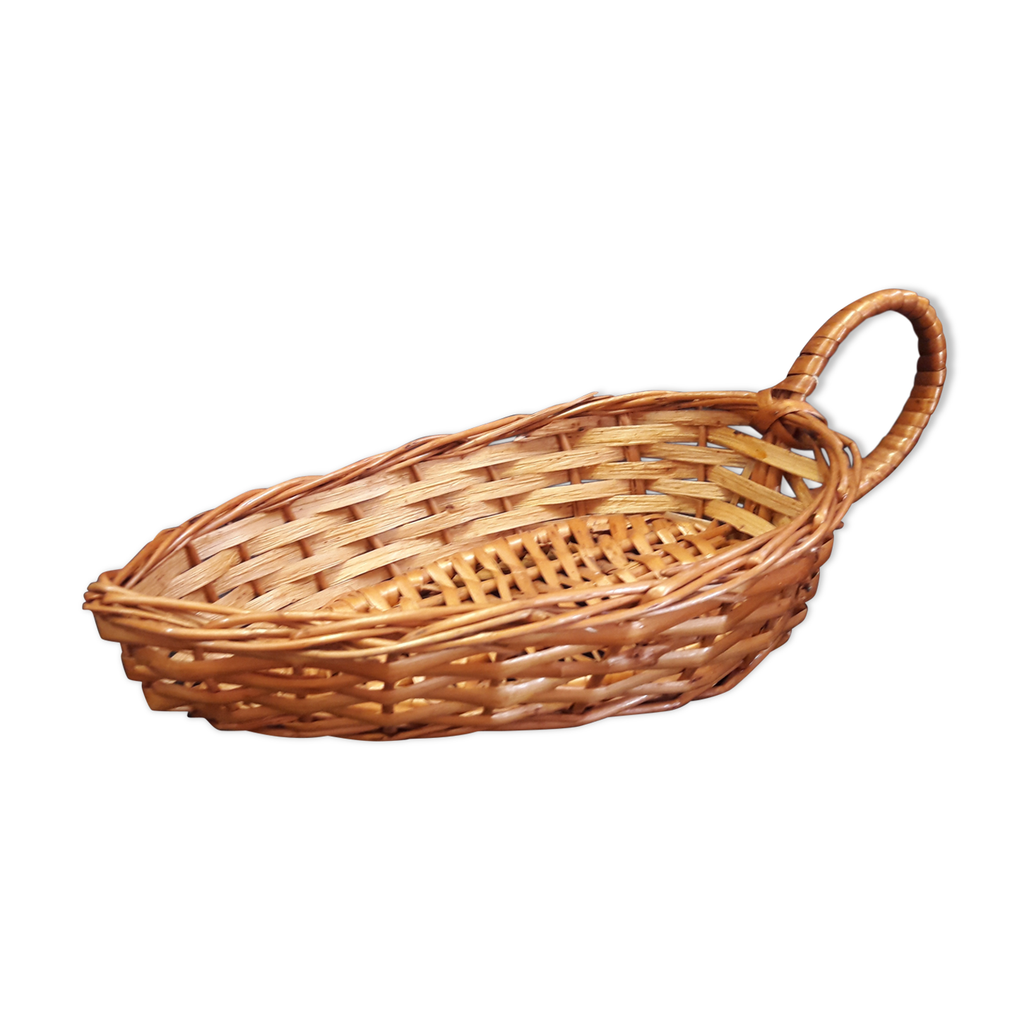 Small tray has rattan handle