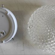 Ceiling light or wall light in moulded glass with diamond point - mid 20th century