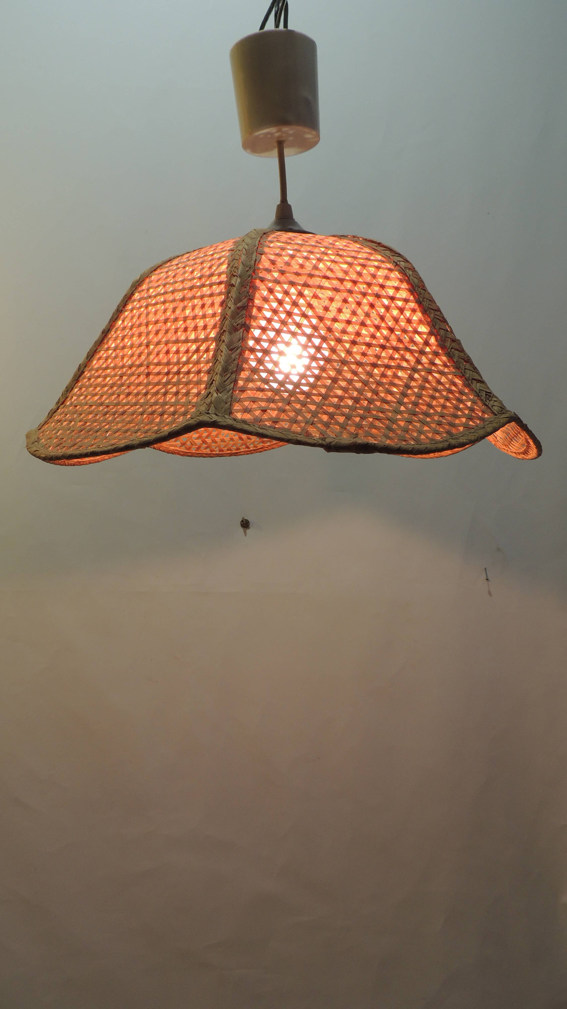 Abat jour vintage en cannage et rotin/vintage