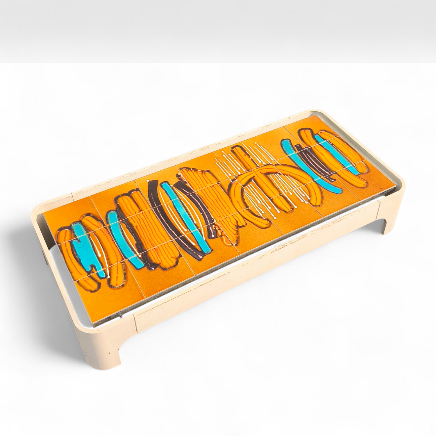 Ceramic and wood coffee table, 1970