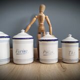 Set 5 pots kitchen white and blue