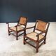 Arts & Crafts Handcrafted Low Lounge Armchairs, Belgium, 1920s, Set of 2