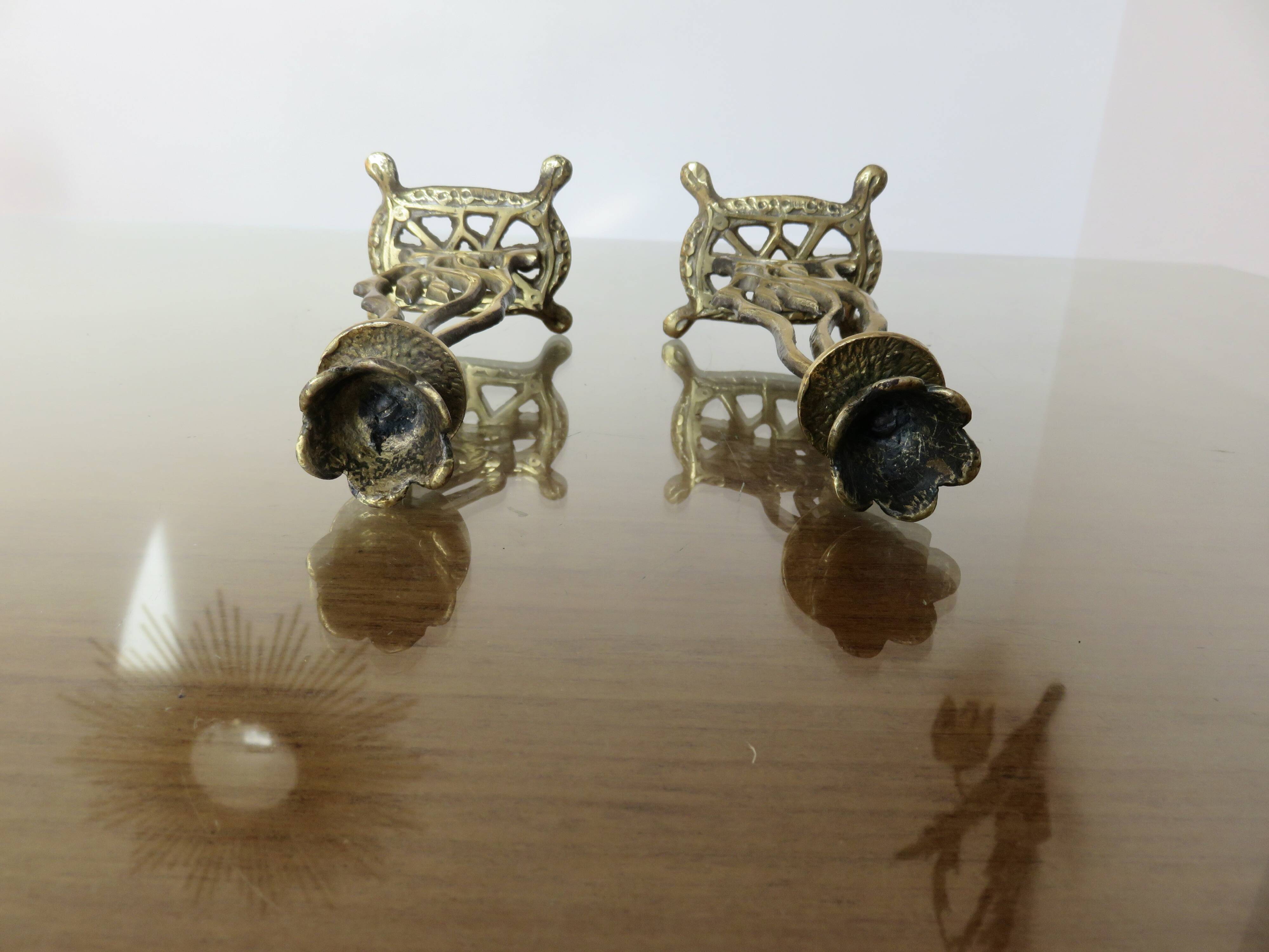Pair of art nouveau style brass candlesticks