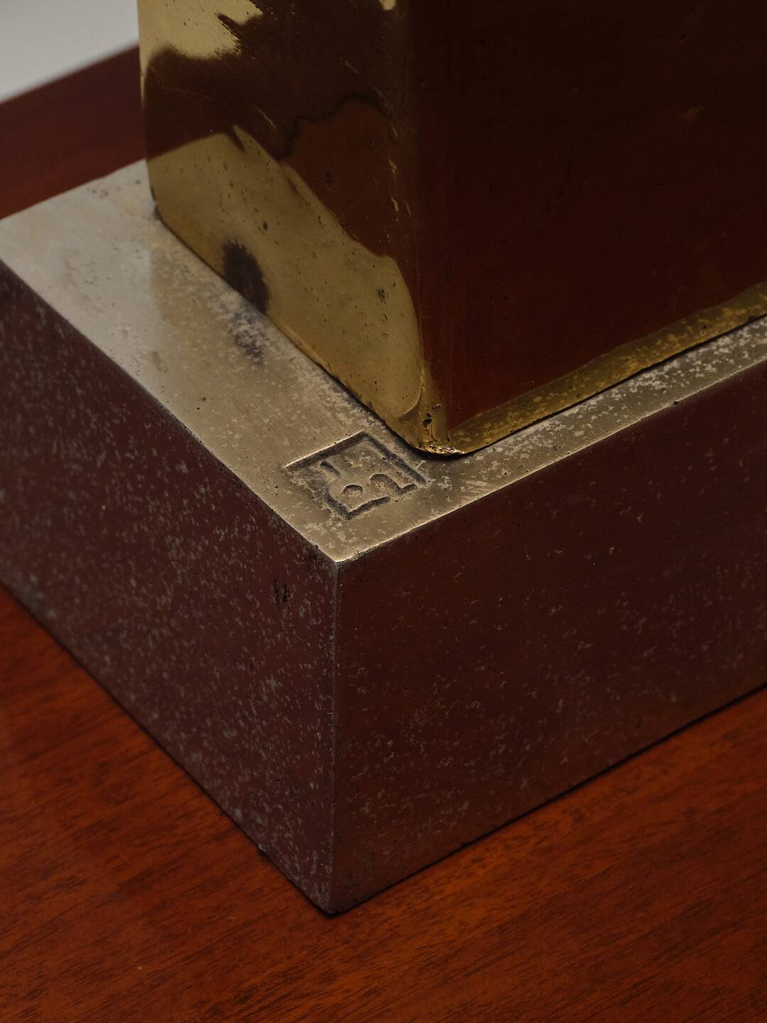 BRUTALIST BRONZE LAMP, DAVID MARSHALL, 1980s