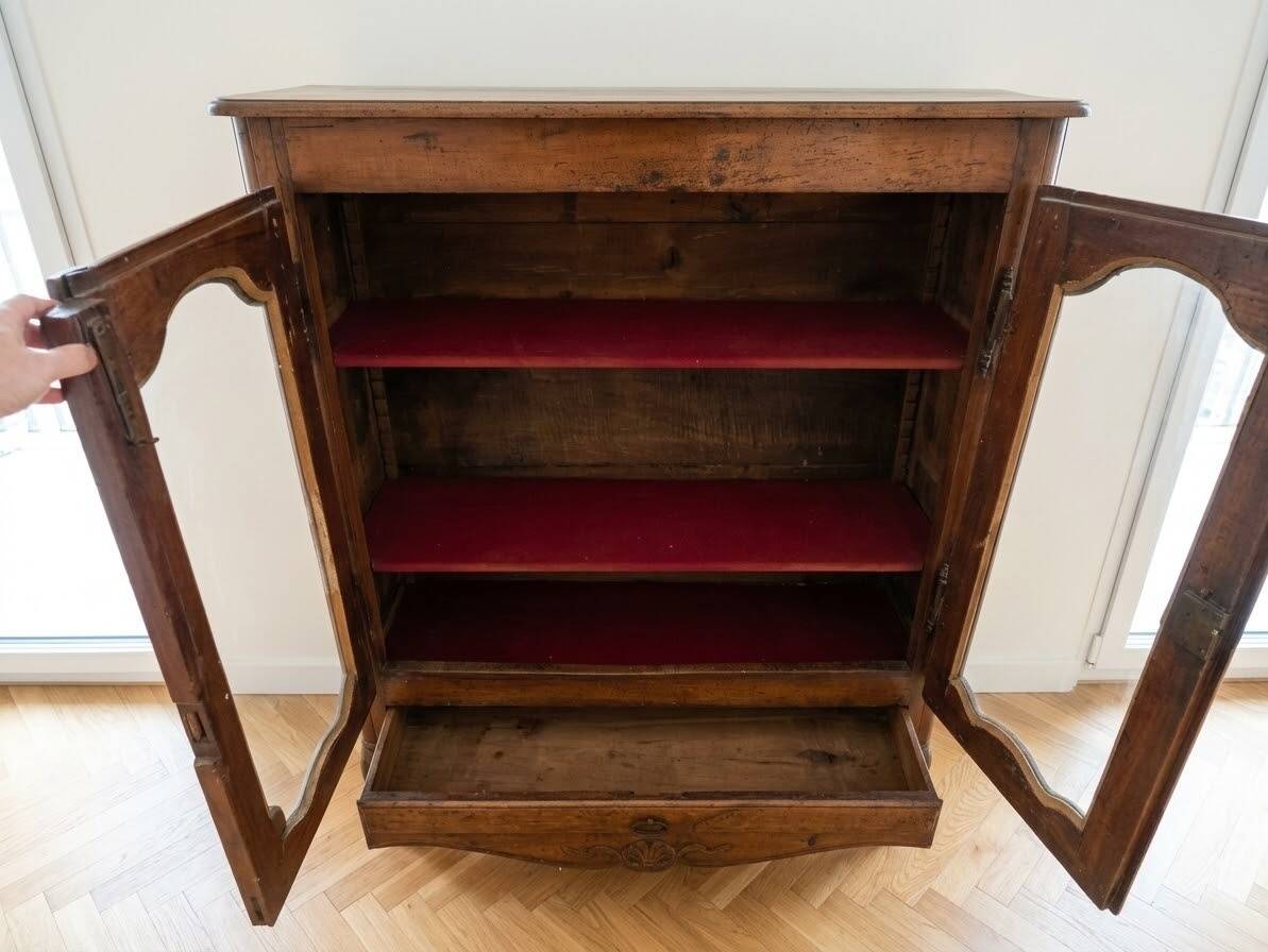 Vaisselier / Argentier Vitrine style Louis XV - meuble ancien bois massif