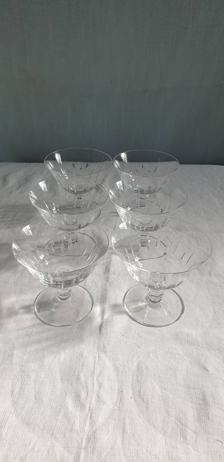 6 coupes à Champagne en cristal