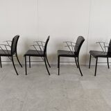 Vintage black leather dining chairs by Arrben, 1980s