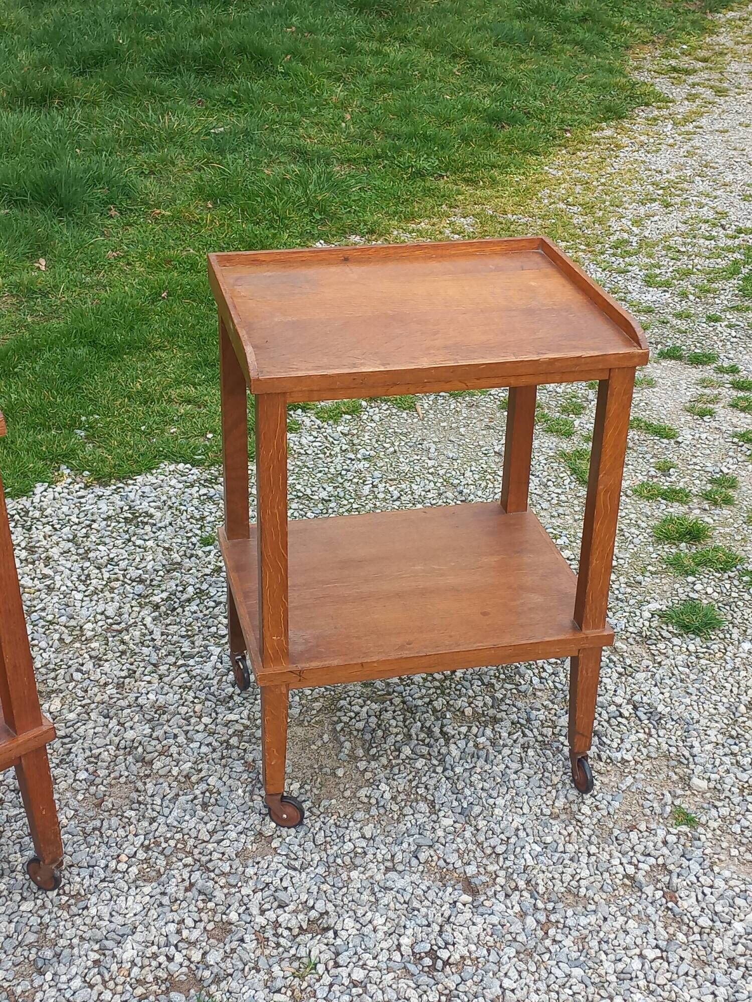 Pair of vintage 50s oak side tables