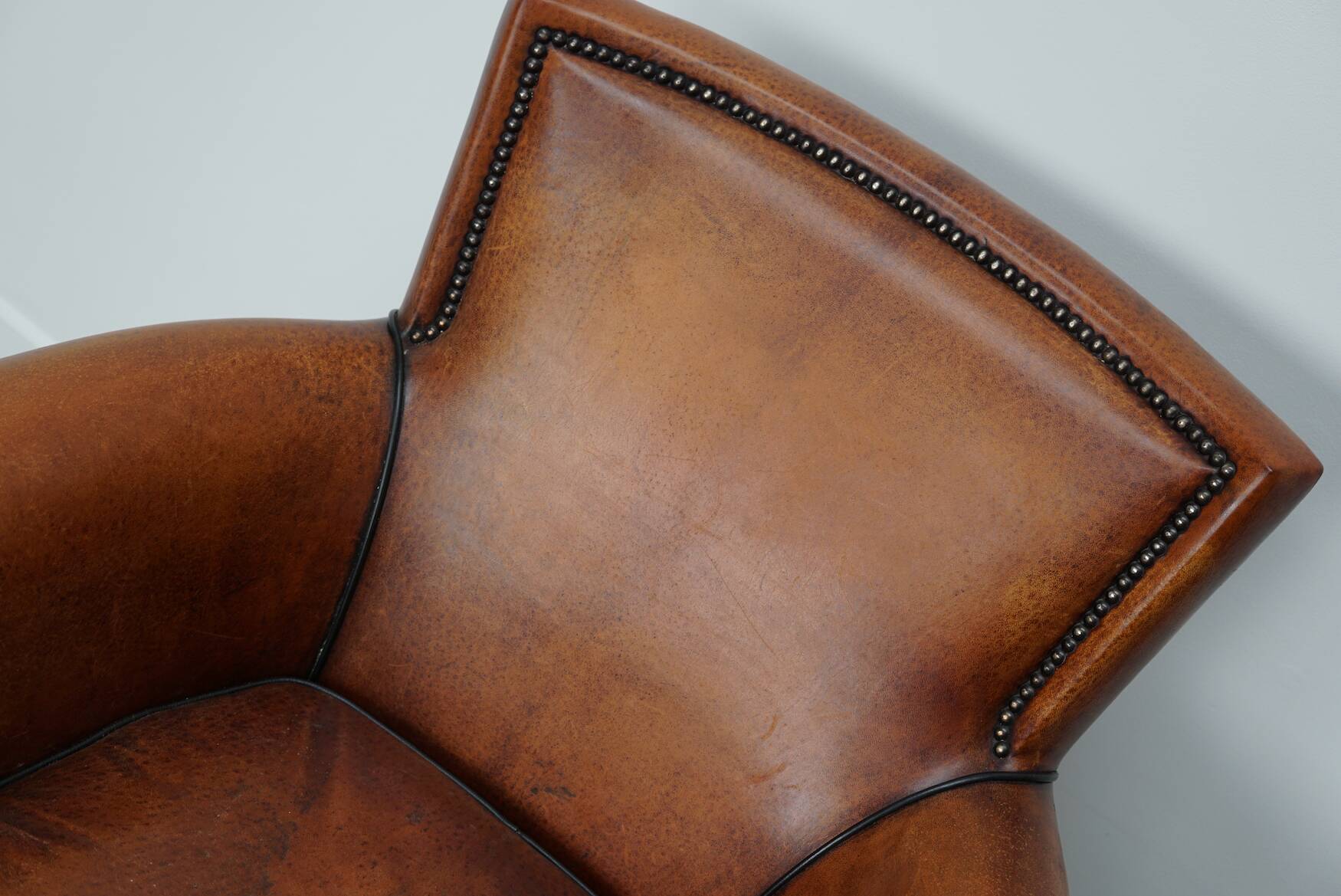 Vintage Dutch cognac coloured leather club chair