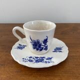 Aubusson earthenware cup and saucer from Sarreguemines FRANCE