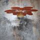 Suspension flower petals linen and rattan and vintage globe