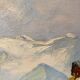 Old painting, Swiss mountain landscape signed H Herzer, mid-XX century