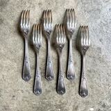 6 silver metal forks