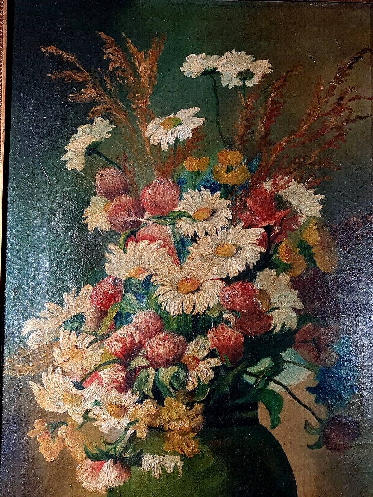 Still life bouquet daisies in a vase oil on canvas around 1900 80x49 cm SB