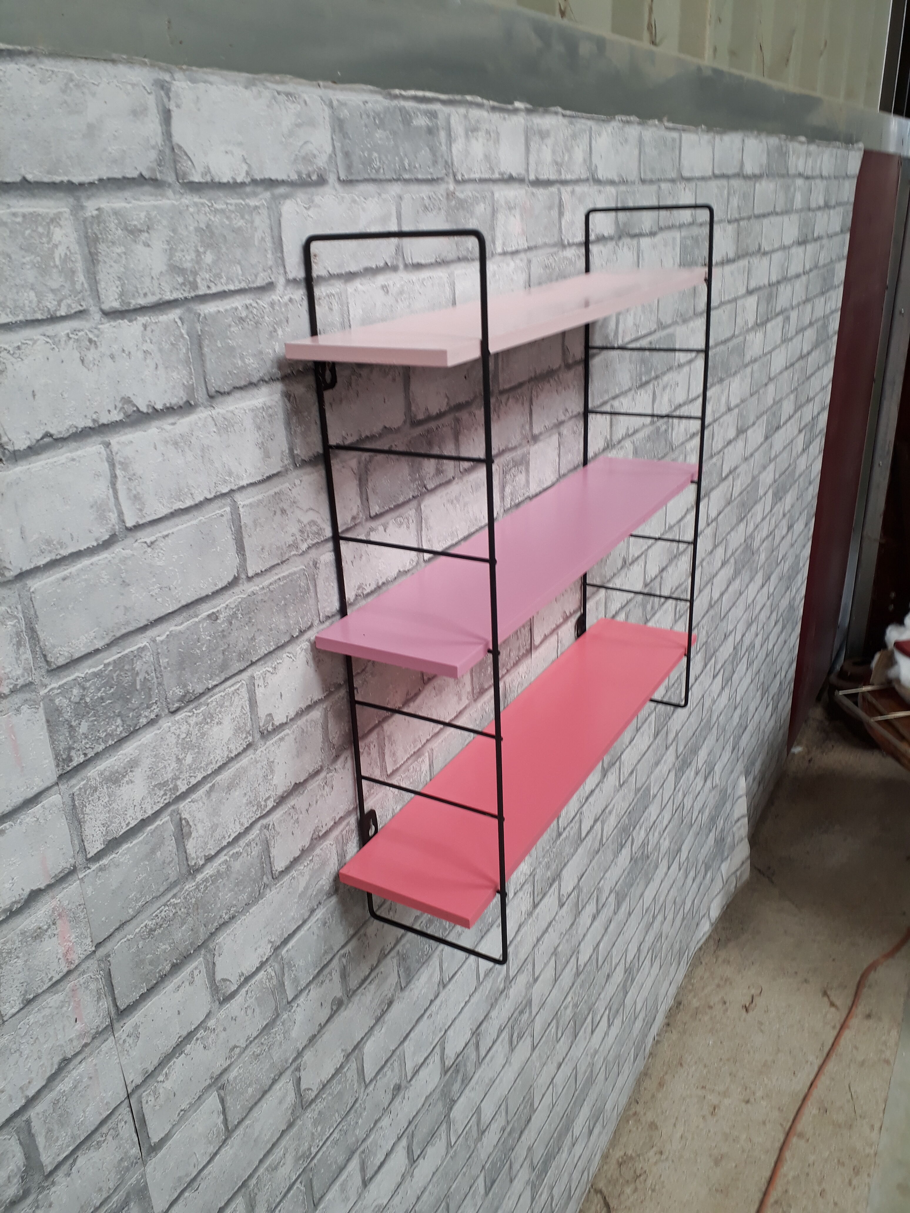 3-tone pink matte black shelf 51x50x13 cm, 80s