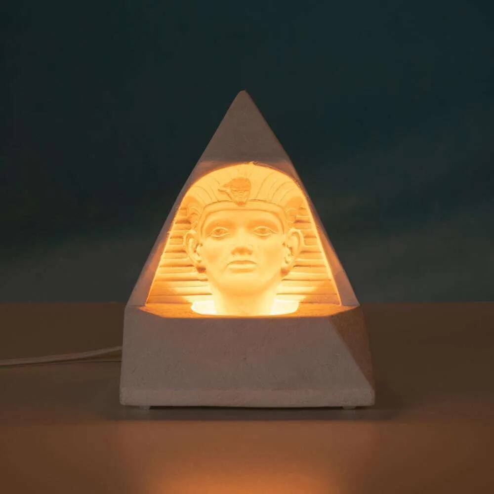 Egyptian stone table lamp, vintage 70s/80s mood lamp.
