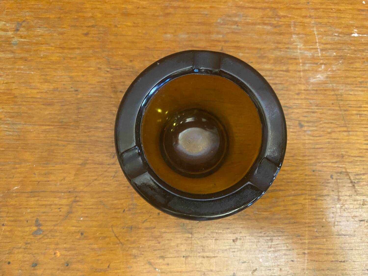 Antique Ashtray Glassware BRUSH Old Rouen Molded Glass France Vintage