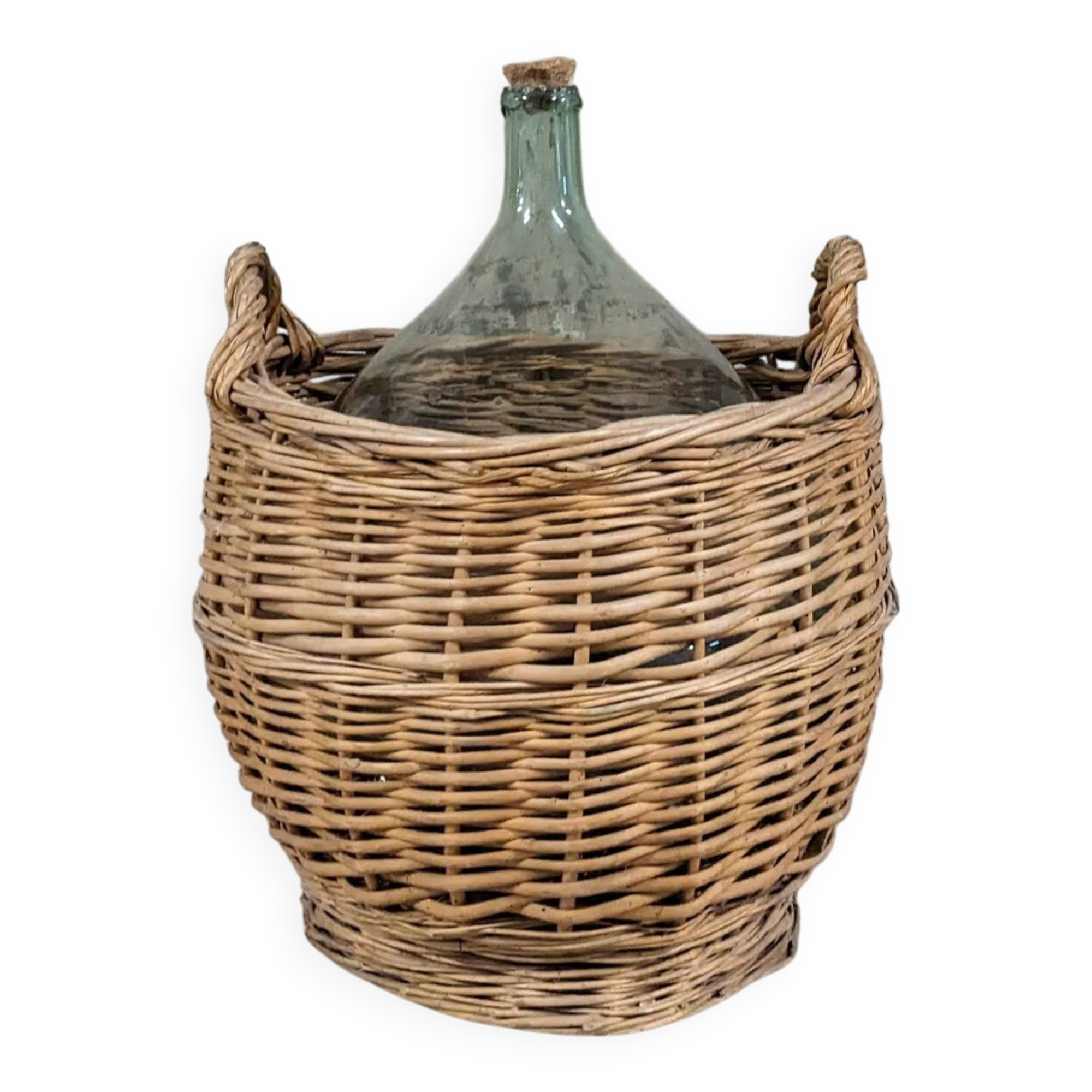 Demijohn in its wicker basket