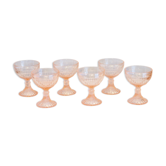 6 pink crystal cups, made in Italy