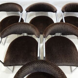 6 barrel back vintage Italian dining chairs attributed to Milo Baughman