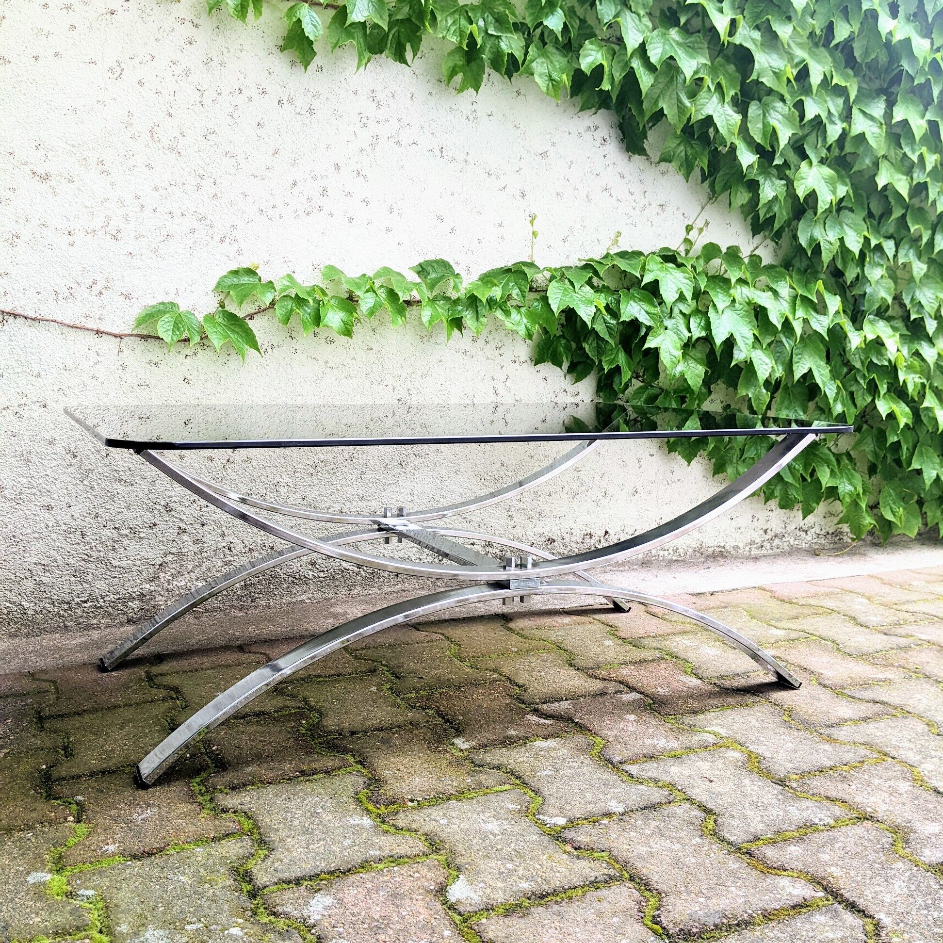 Plat à Tarte Vintage Arcopal France - Verre Fumé Bord Festonné Années 70