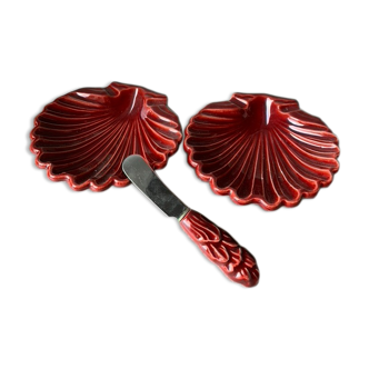 Butter maker ceramic scoquillage burgundy