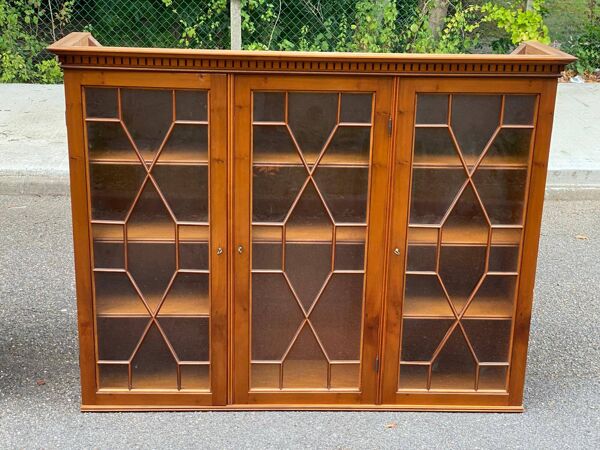 Grande bibliothèque anglaise en bois massif XIXème 162cm