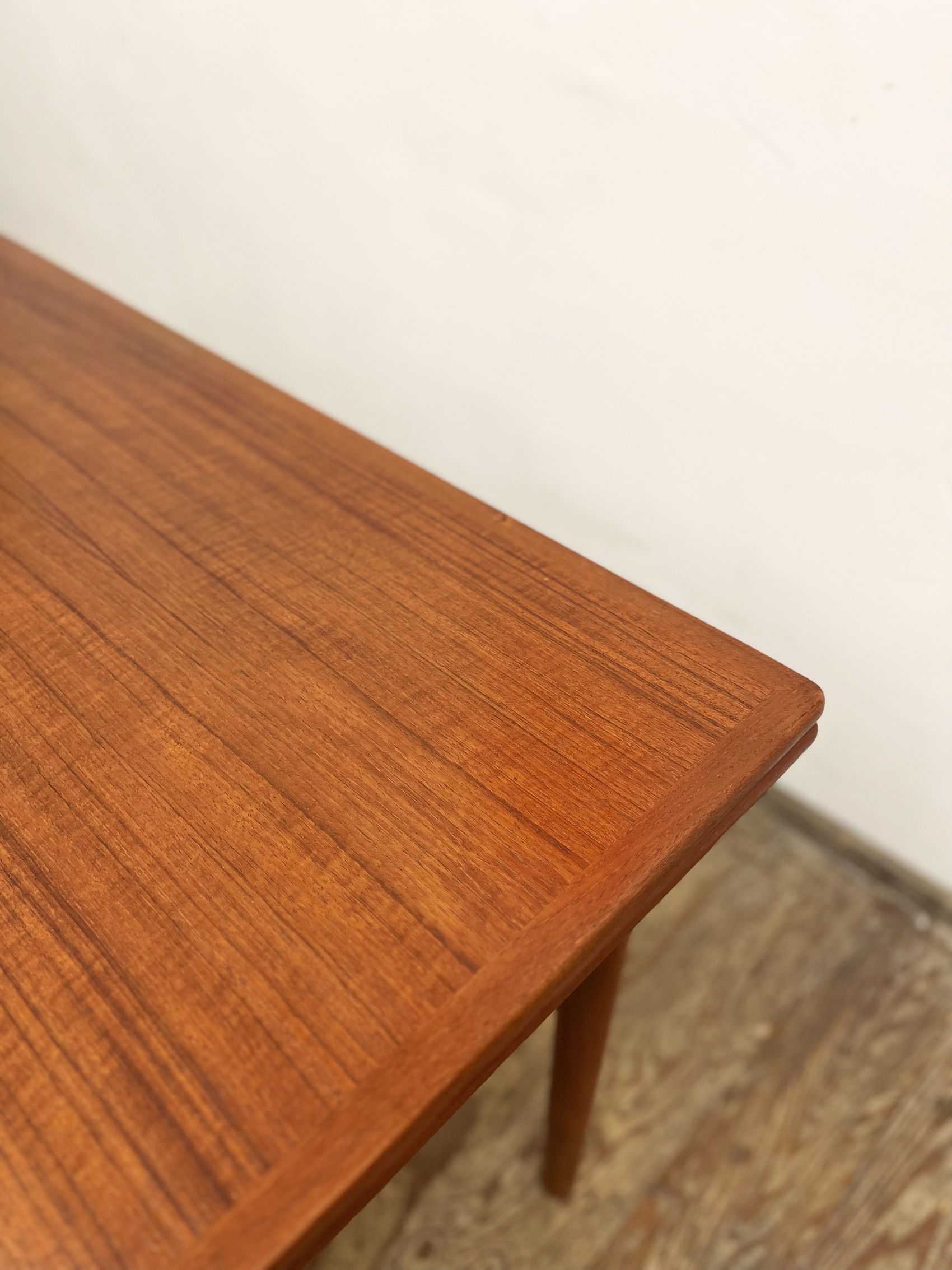 Extendable mid century teak dining table with pull out leaves, denmark, 1950s