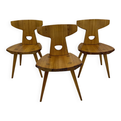 Chaises de salle à manger Jacob Kielland-Brandt en pin massif, Danemark, années 1960.
