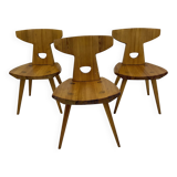 Jacob Kielland-Brandt dining chairs solid pine Denmark , 1960s
