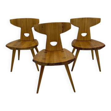 Jacob Kielland-Brandt dining chairs solid pine Denmark , 1960s