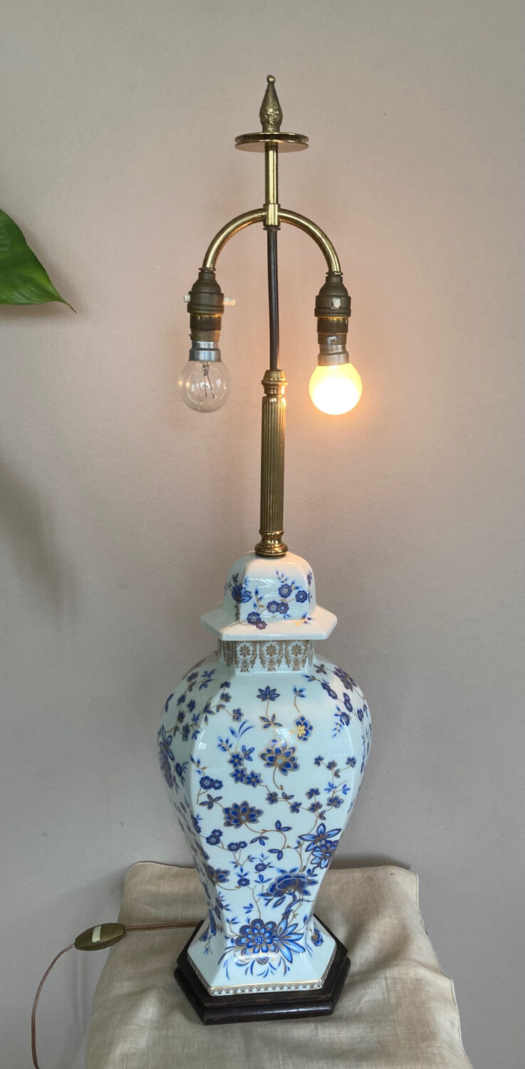 Porcelain living lamp nineteenth handmade decorations, double lighting